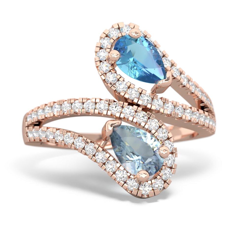 Blue Topaz Diamond Dazzler 14K Rose Gold ring R3000