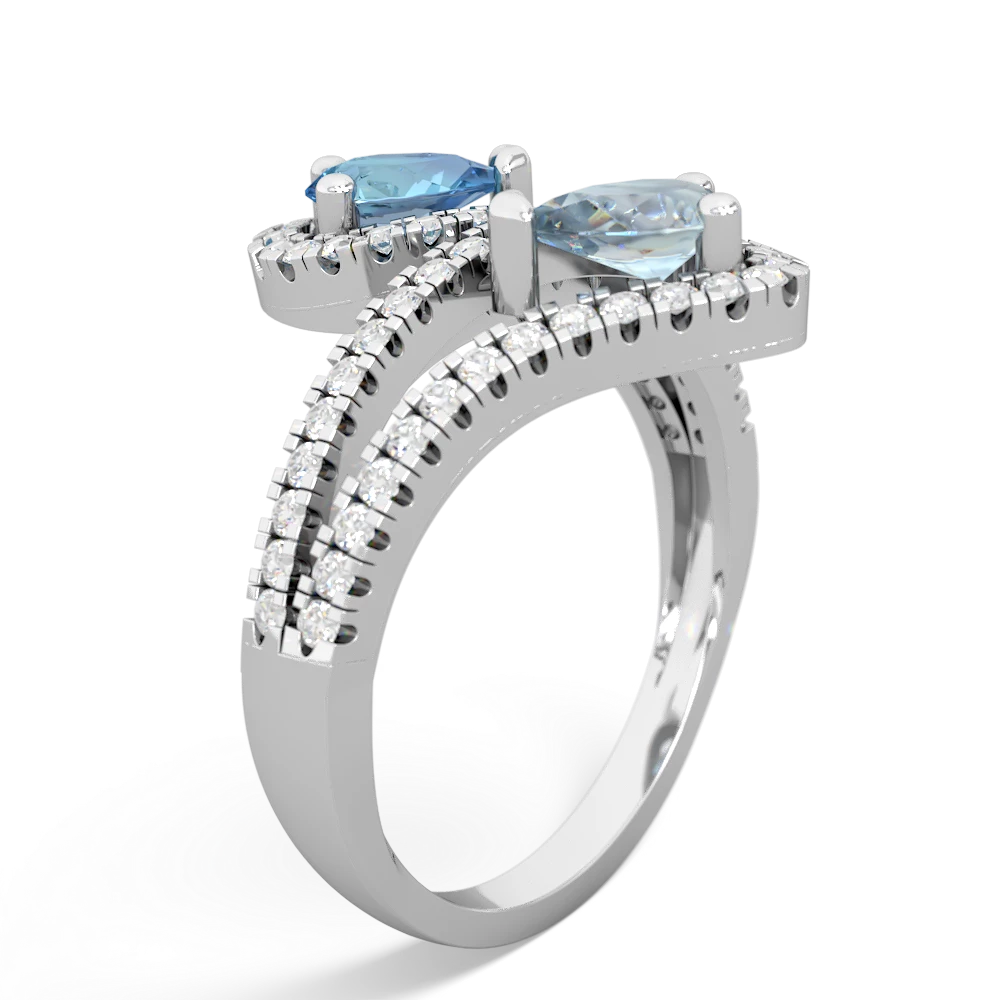 Blue Topaz Diamond Dazzler 14K White Gold ring R3000