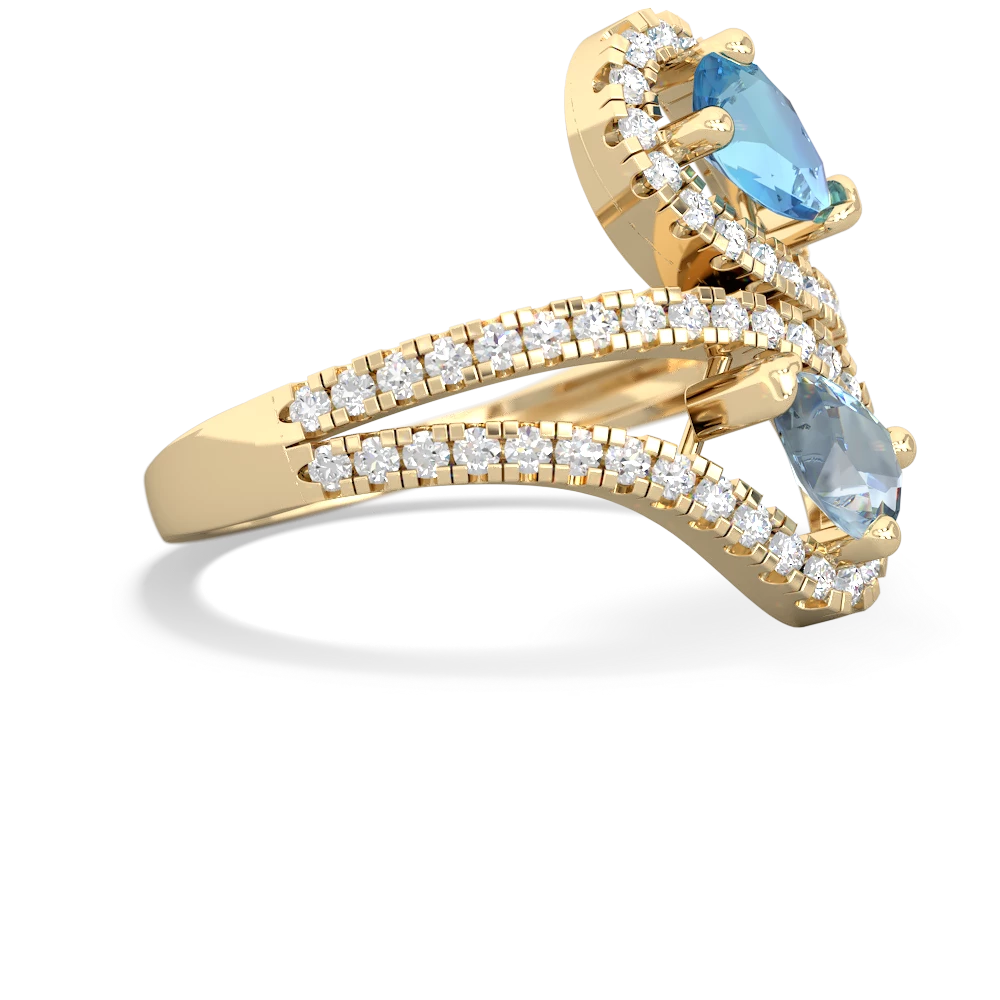 Blue Topaz Diamond Dazzler 14K Yellow Gold ring R3000