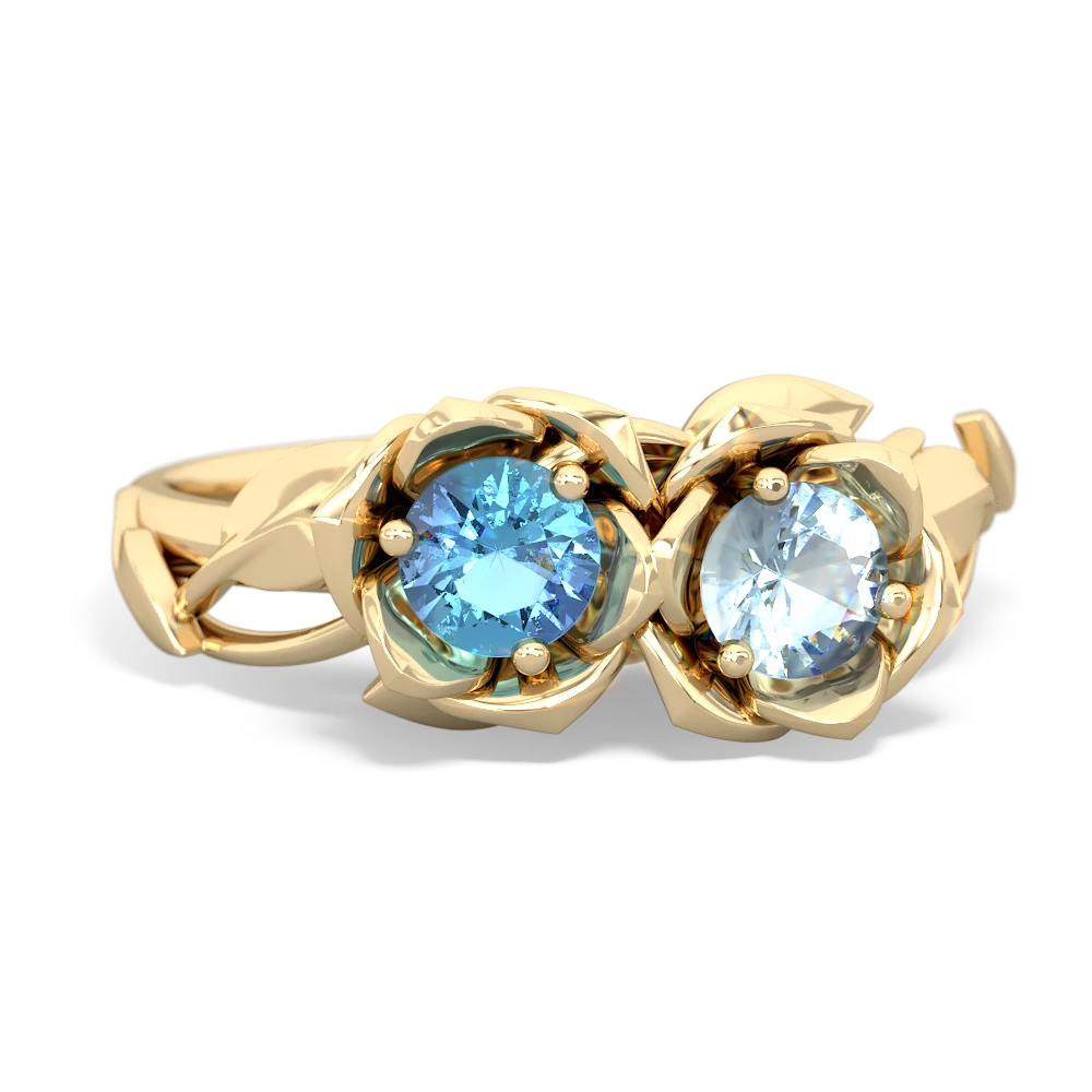 Blue Topaz Rose Garden 14K Yellow Gold ring R5510