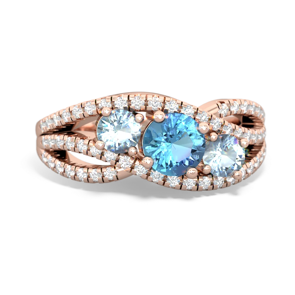 Blue Topaz Three Stone Aurora 14K Rose Gold ring R3080