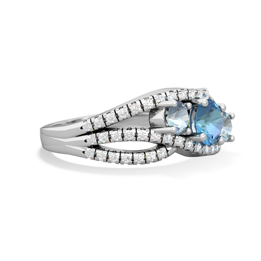Blue Topaz Three Stone Aurora 14K White Gold ring R3080