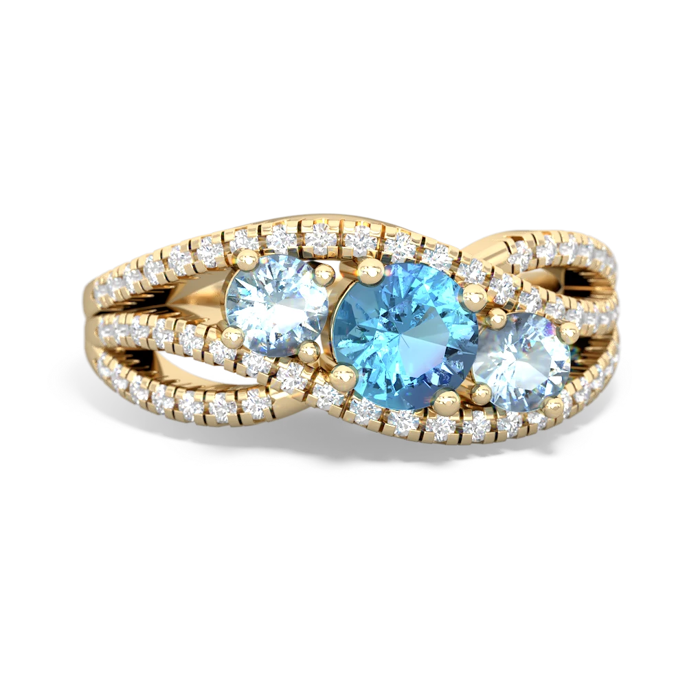 Blue Topaz Three Stone Aurora 14K Yellow Gold ring R3080