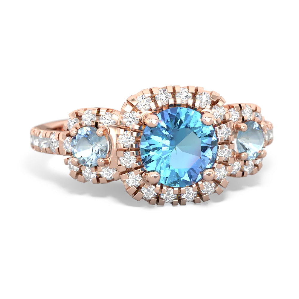 Blue Topaz Regal Halo 14K Rose Gold ring R5350