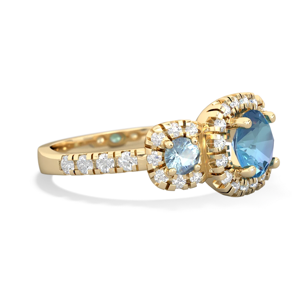 Blue Topaz Regal Halo 14K Yellow Gold ring R5350