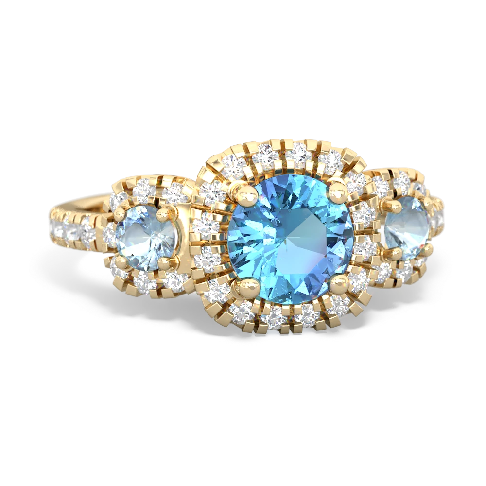 Blue Topaz Regal Halo 14K Yellow Gold ring R5350