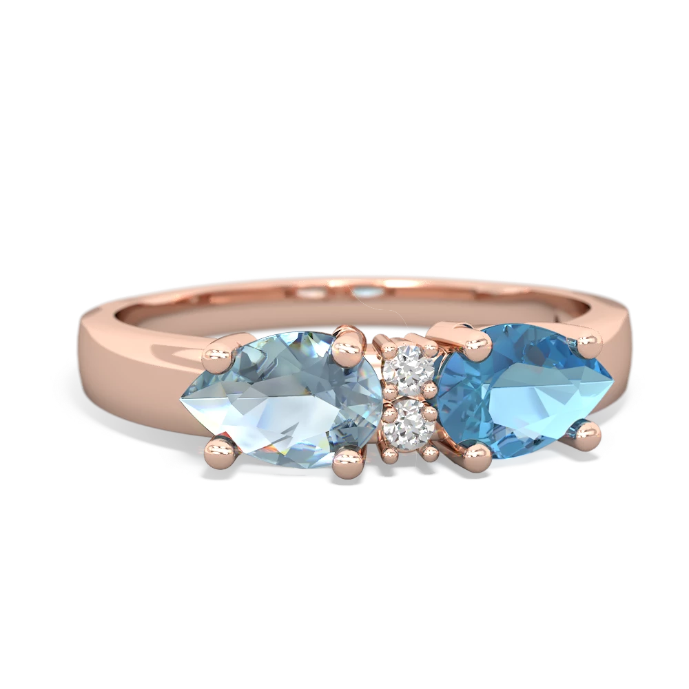 Blue Topaz Pear Bowtie 14K Rose Gold ring R0865