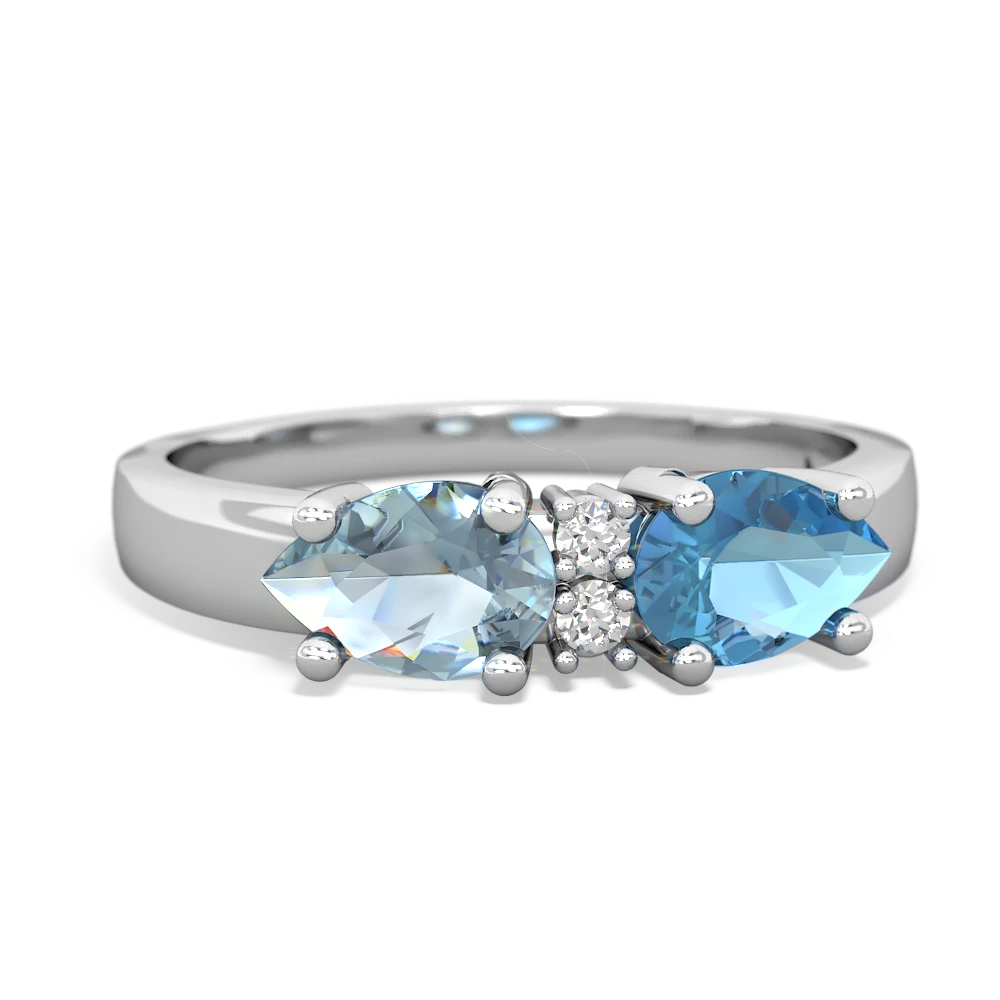 Blue Topaz Pear Bowtie 14K White Gold ring R0865