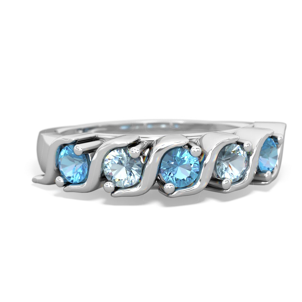 Blue Topaz Anniversary Band 14K White Gold ring R2089