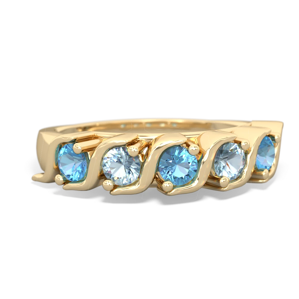 Blue Topaz Anniversary Band 14K Yellow Gold ring R2089