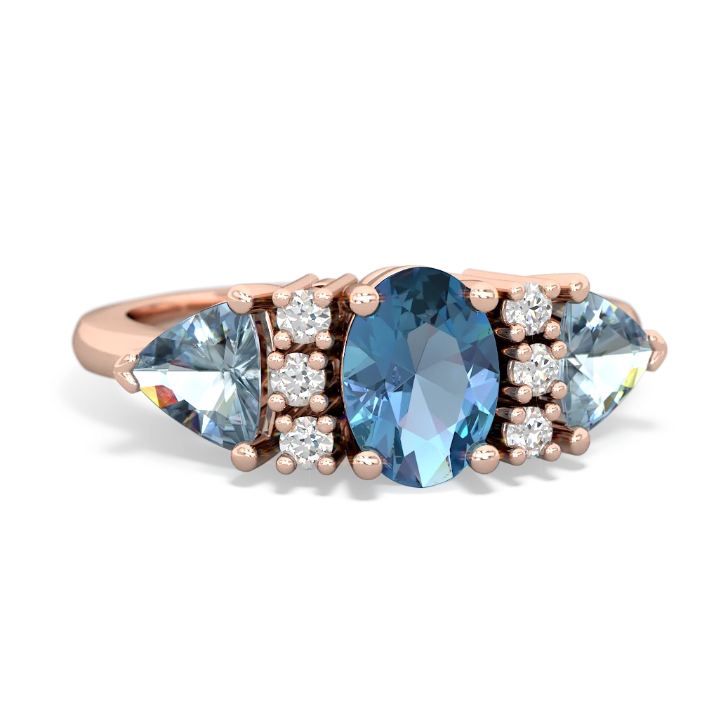 Blue Topaz Antique Style Three Stone 14K Rose Gold ring R2186