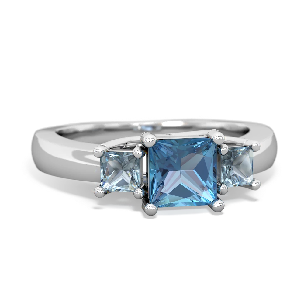 Blue Topaz Three Stone Trellis 14K White Gold ring R4015