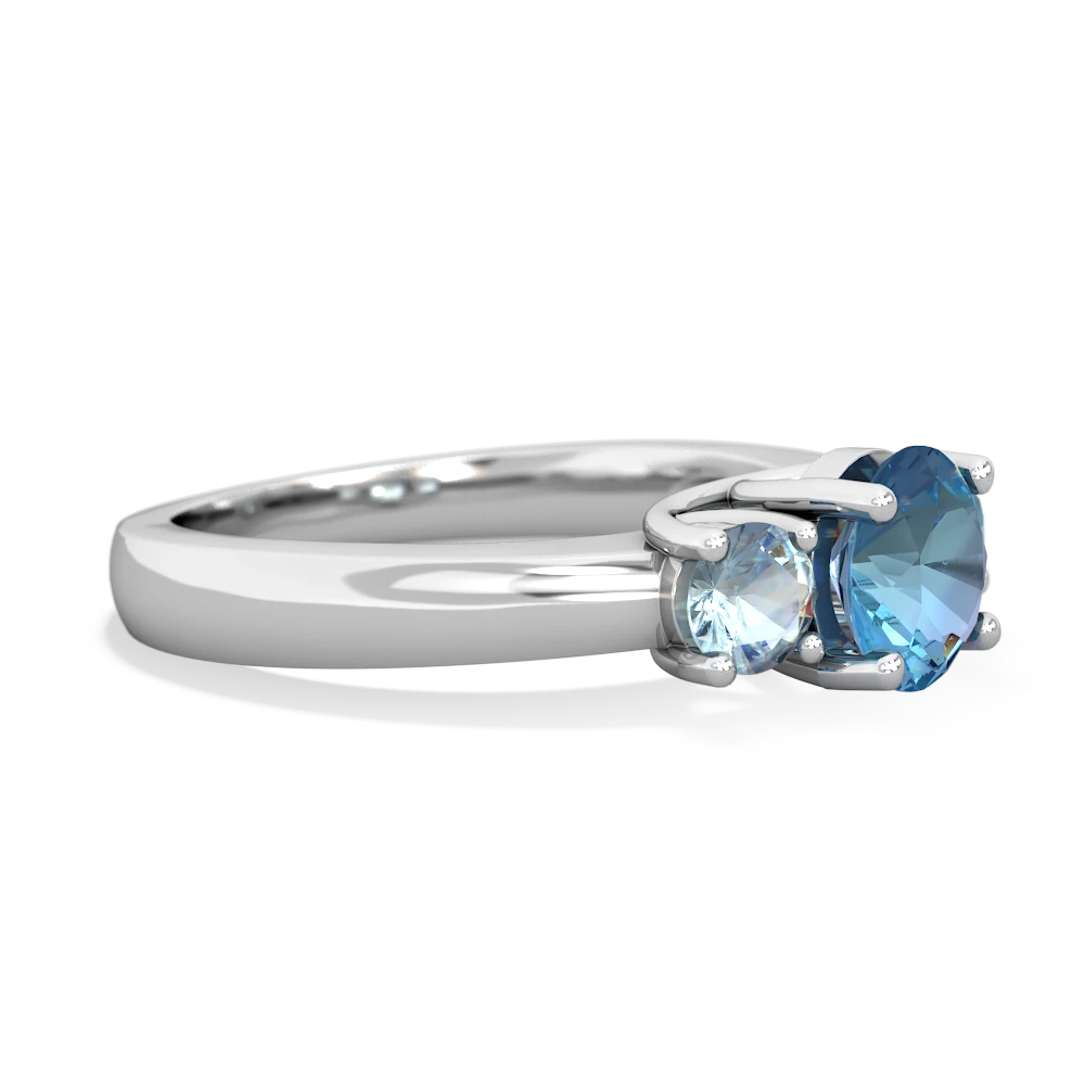 Blue Topaz Three Stone Round Trellis 14K White Gold ring R4018