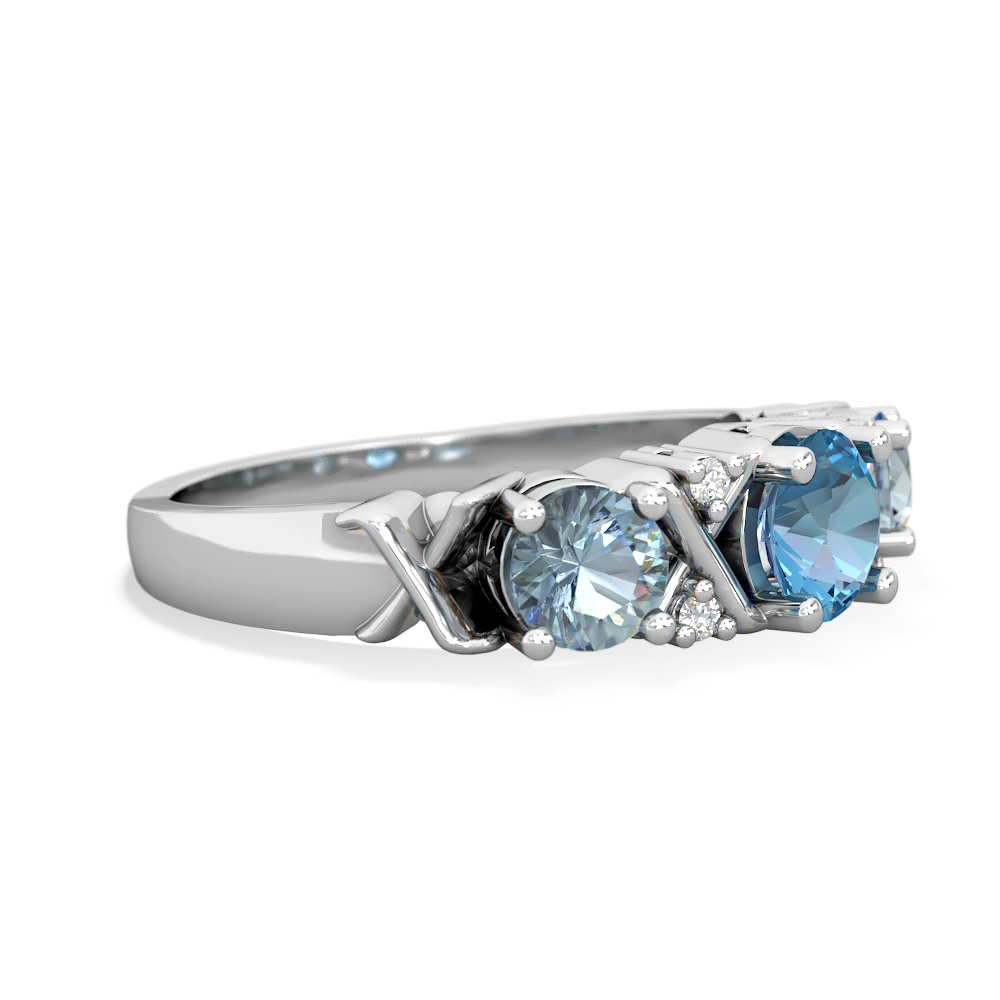 Blue Topaz Hugs And Kisses 14K White Gold ring R5016