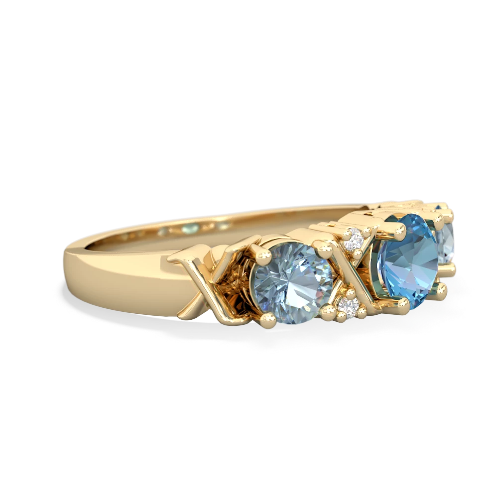 Blue Topaz Hugs And Kisses 14K Yellow Gold ring R5016