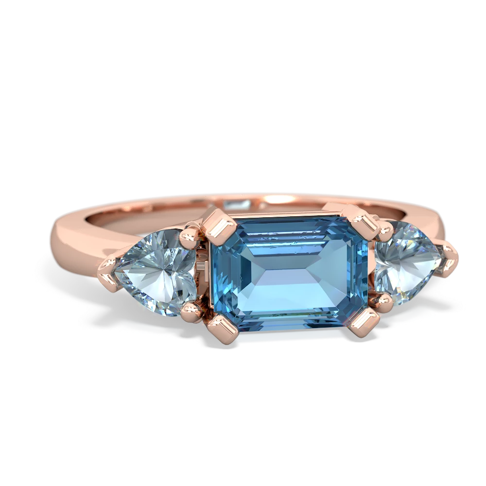 Blue Topaz Three Stone 14K Rose Gold ring R5235