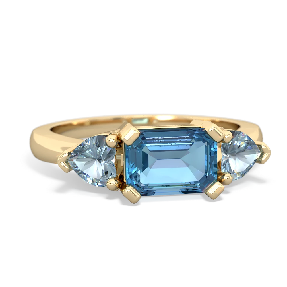 Blue Topaz Three Stone 14K Yellow Gold ring R5235