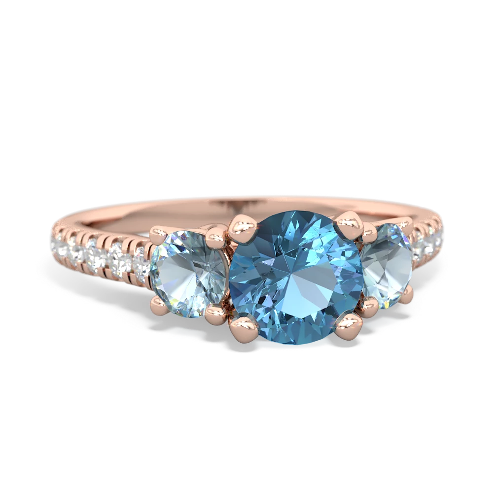 Blue Topaz Pave Trellis 14K Rose Gold ring R5500