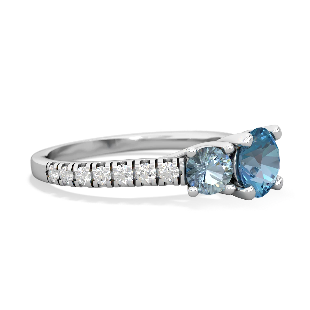 Blue Topaz Pave Trellis 14K White Gold ring R5500