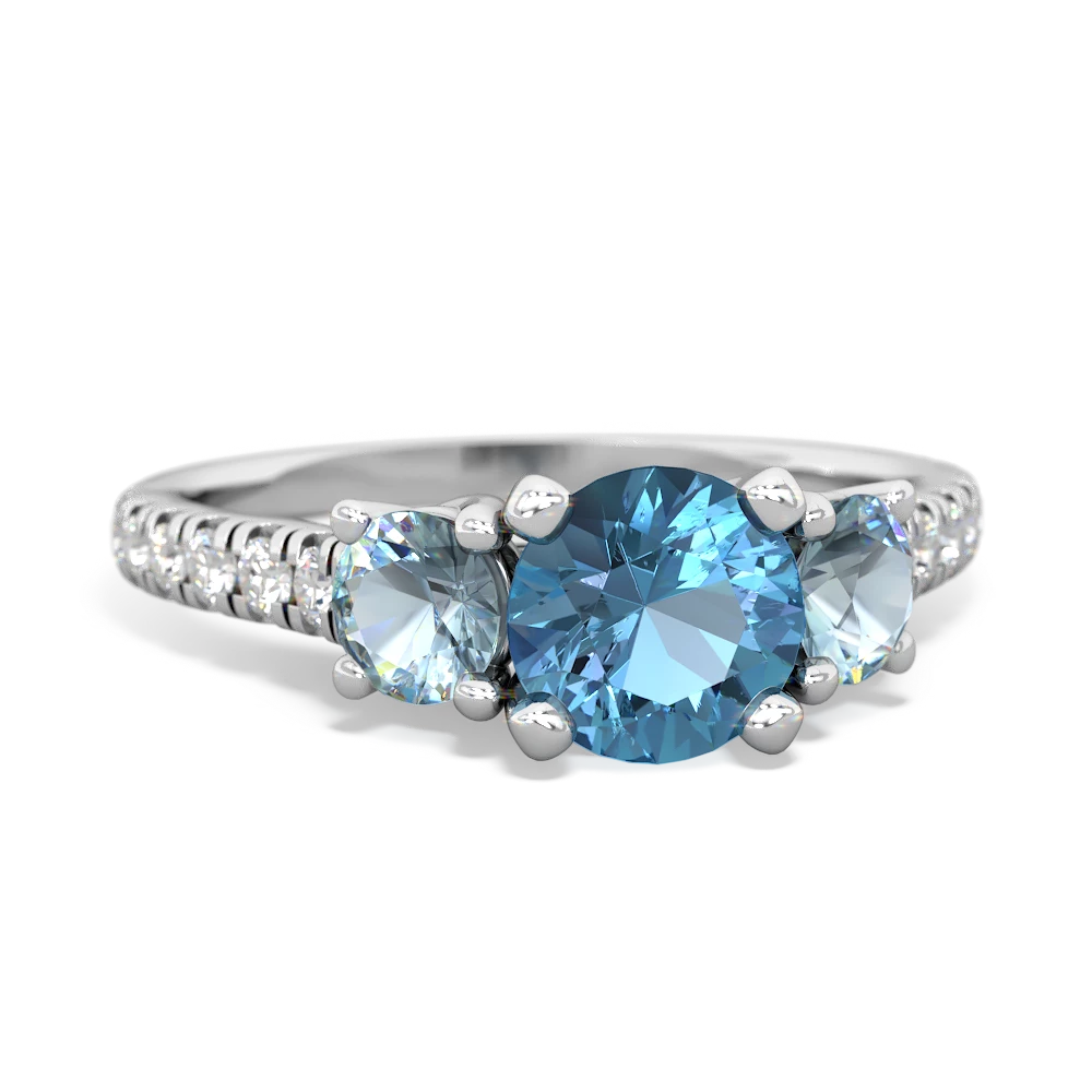 Blue Topaz Pave Trellis 14K White Gold ring R5500