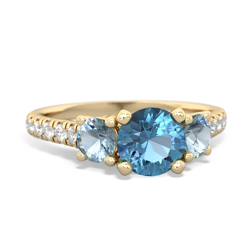 Blue Topaz Pave Trellis 14K Yellow Gold ring R5500