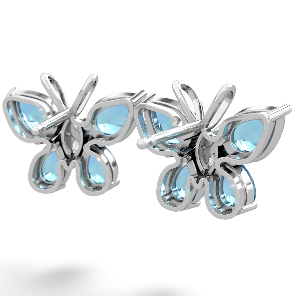 Blue Topaz Butterfly 14K White Gold earrings E2215