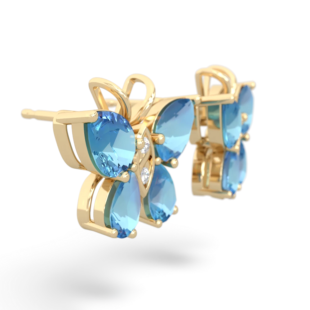 Blue Topaz Butterfly 14K Yellow Gold earrings E2215