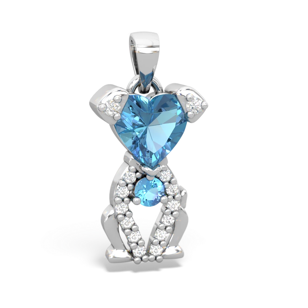 Blue Topaz Puppy Love 14K White Gold pendant P5800