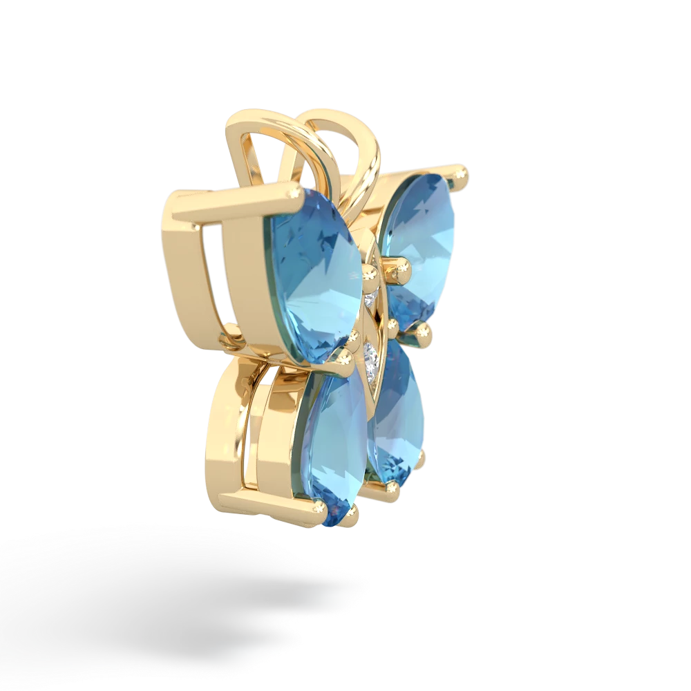 Blue Topaz Butterfly 14K Yellow Gold pendant P2215