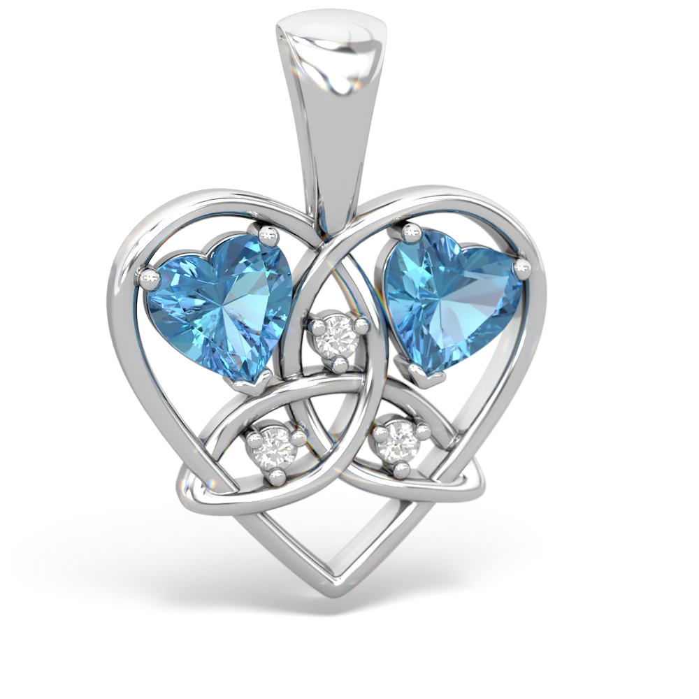 Blue Topaz Celtic Trinity Heart 14K White Gold pendant P5331