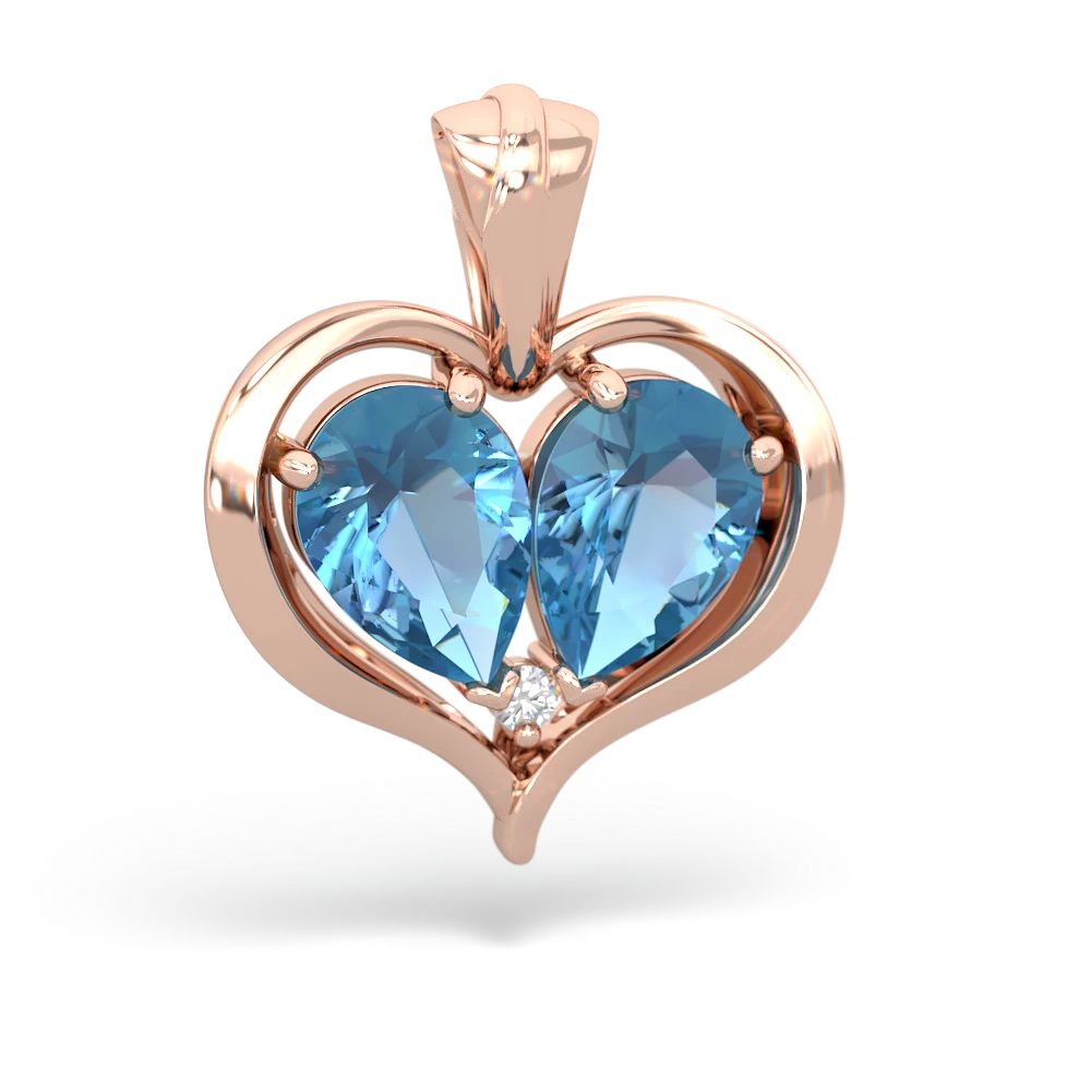 Blue Topaz Two Become One 14K Rose Gold pendant P5330