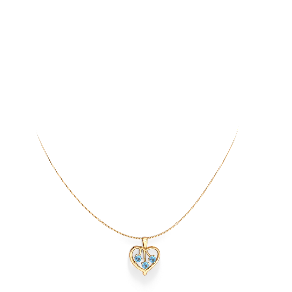 Blue Topaz Glowing Heart 14K Yellow Gold pendant P2233