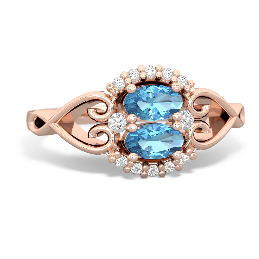 Blue Topaz Love Nest 14K Rose Gold ring R5860