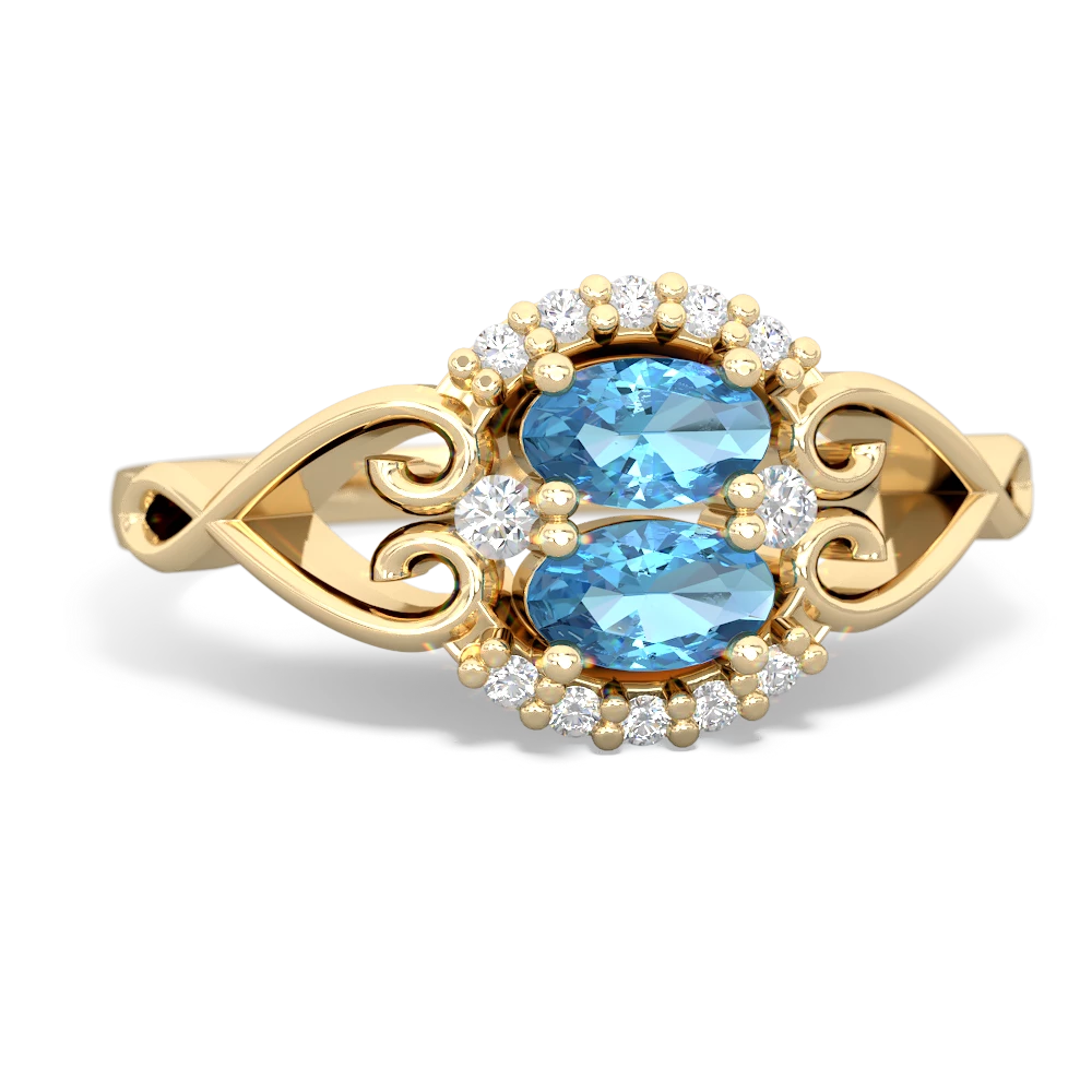 Blue Topaz Love Nest 14K Yellow Gold ring R5860