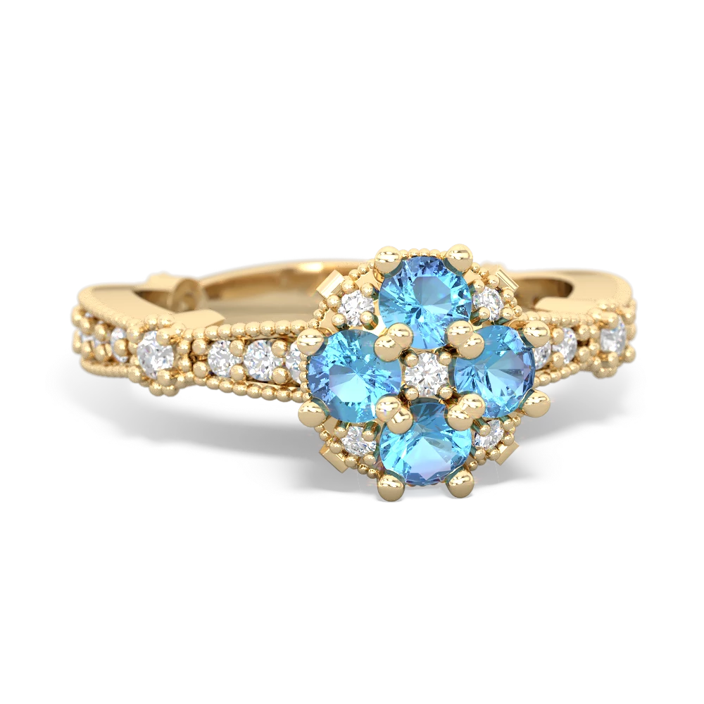 Blue Topaz Sparkling Tiara Cluster 14K Yellow Gold ring R26293RD