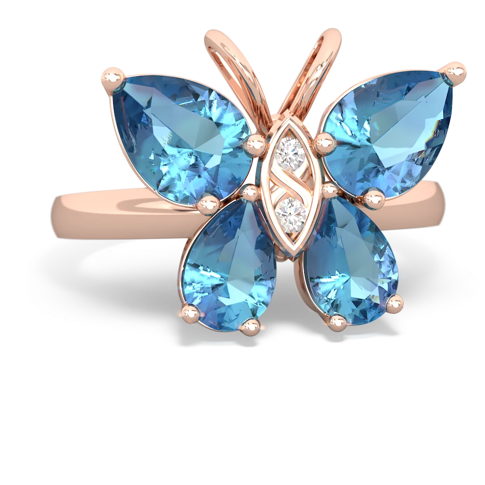 Blue Topaz Butterfly 14K Rose Gold ring R2215