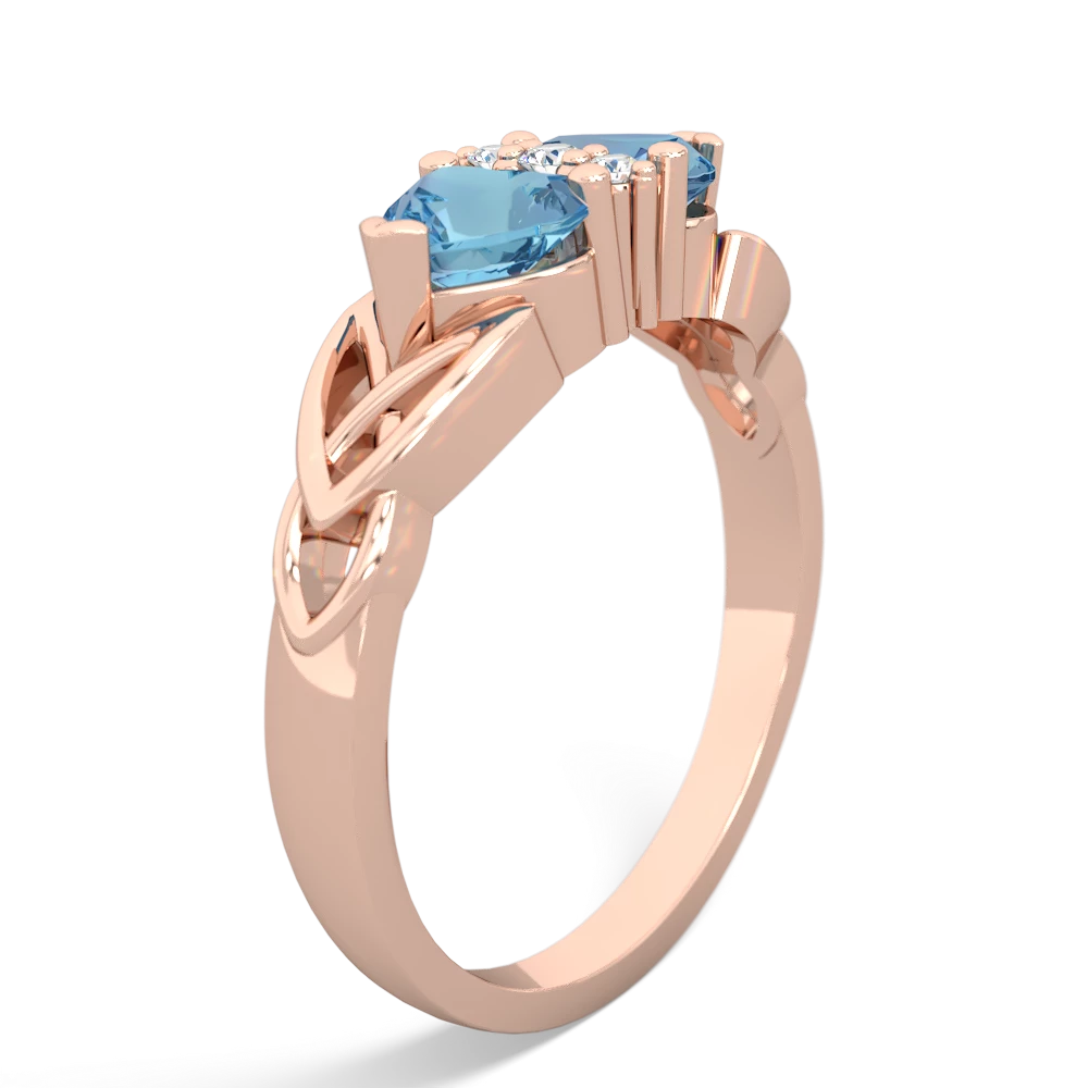 Blue Topaz Celtic Knot Double Heart 14K Rose Gold ring R5040