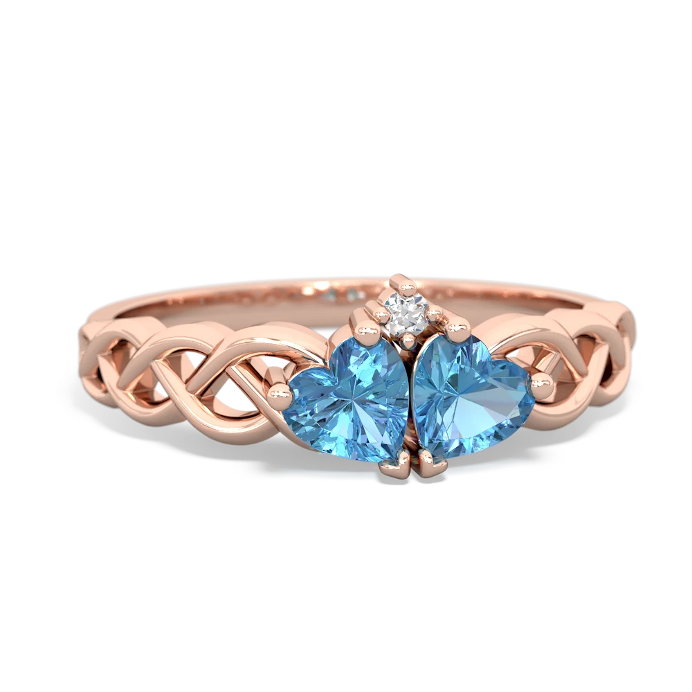 Blue Topaz Heart To Heart Braid 14K Rose Gold ring R5870