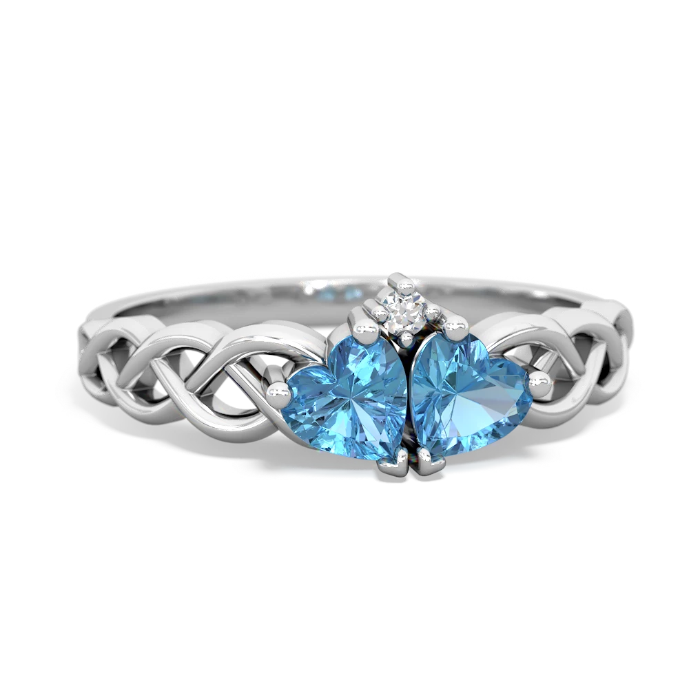 Blue Topaz Heart To Heart Braid 14K White Gold ring R5870