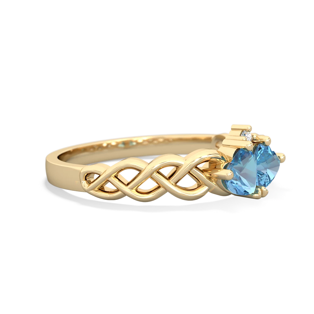 Blue Topaz Heart To Heart Braid 14K Yellow Gold ring R5870