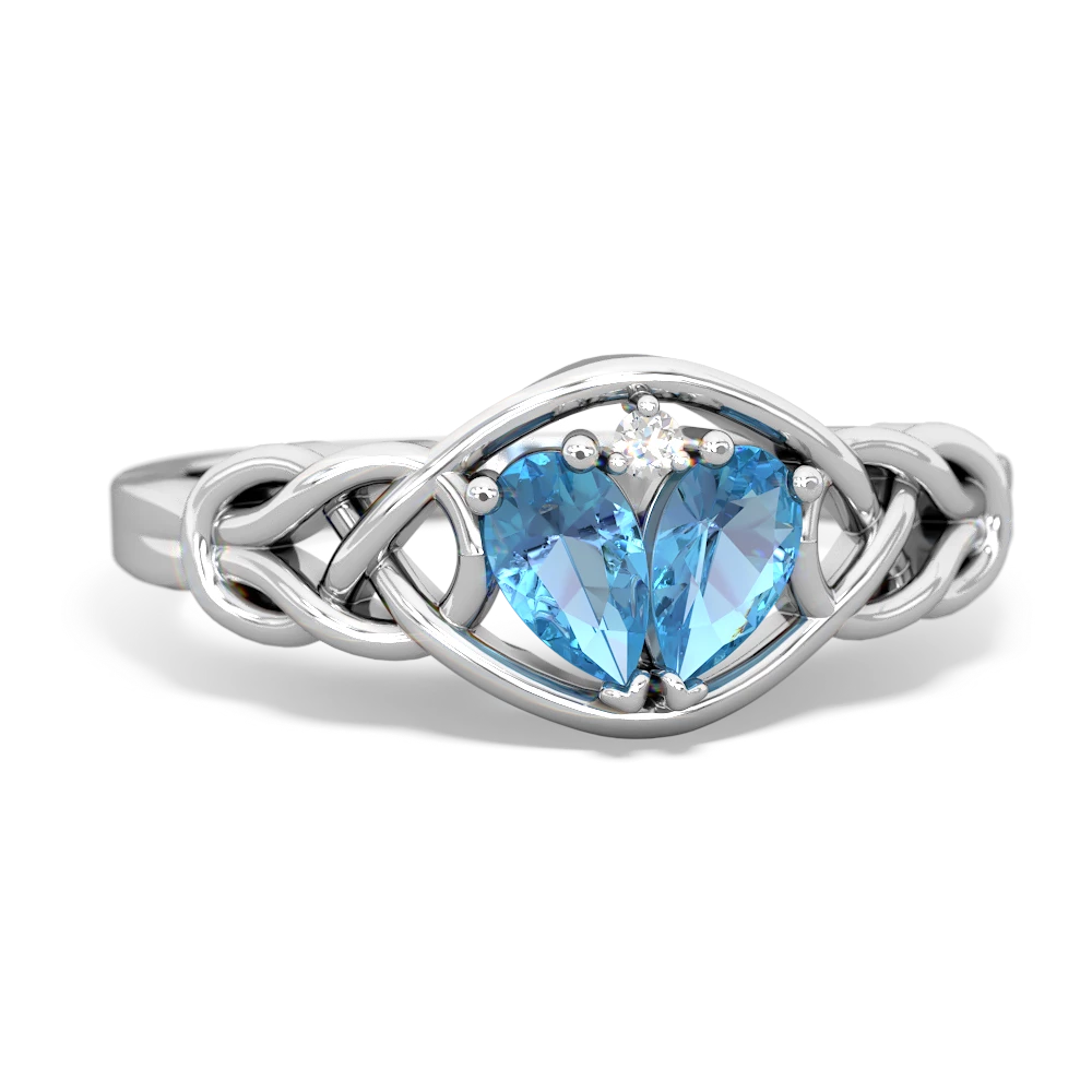 Blue Topaz Celtic Love Knot 14K White Gold ring R5420