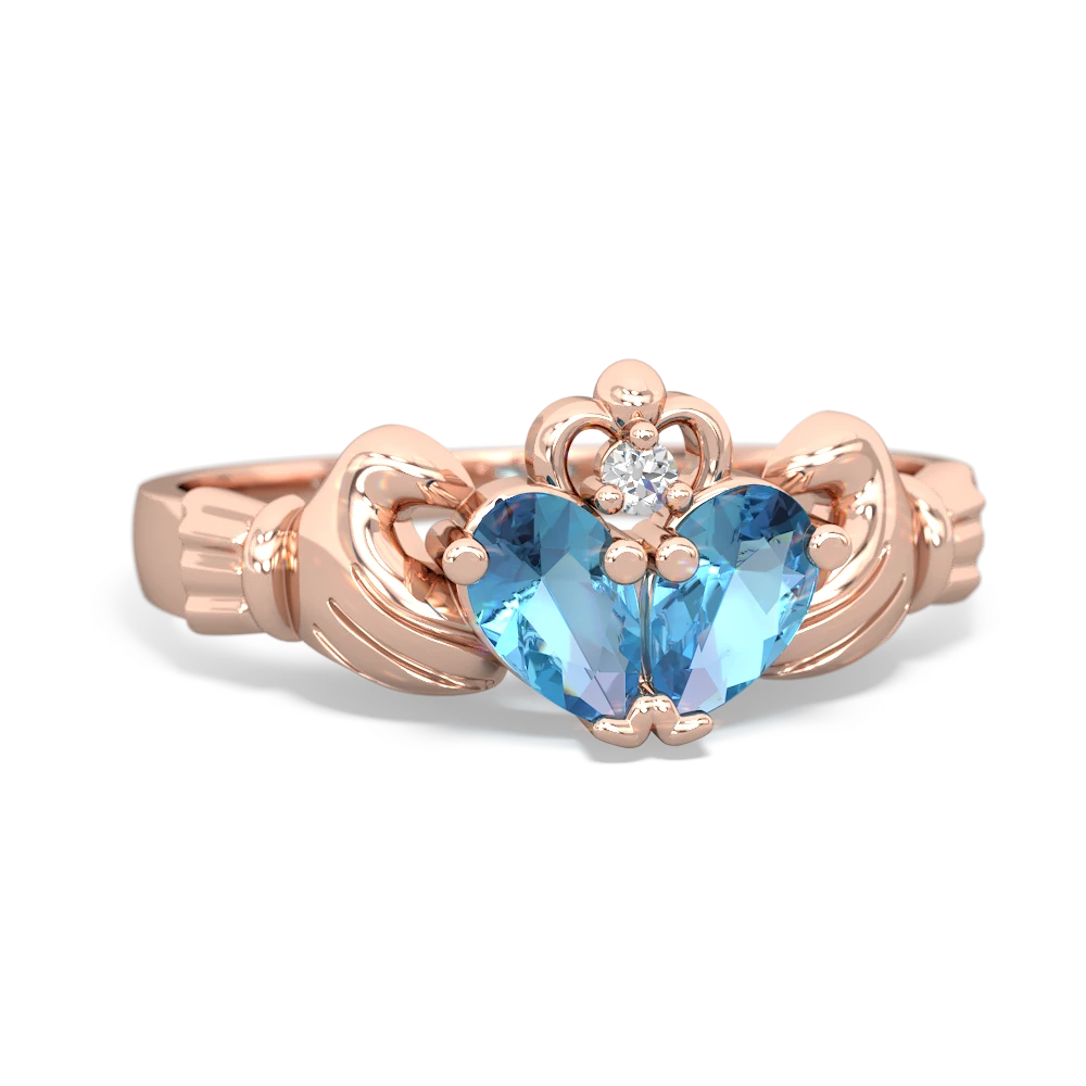 Blue Topaz 'Our Heart' Claddagh 14K Rose Gold ring R2388