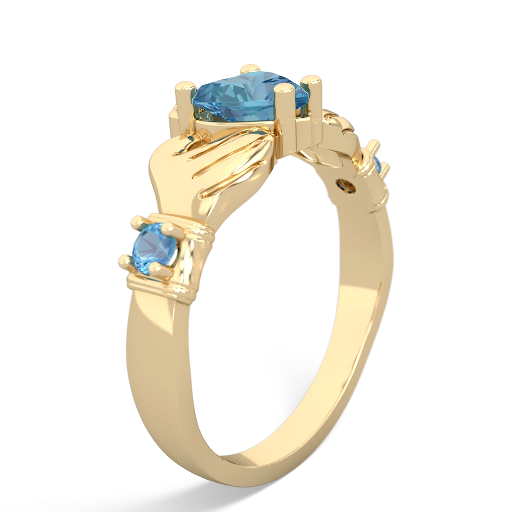 Blue Topaz Claddagh Keepsake 14K Yellow Gold ring R5245