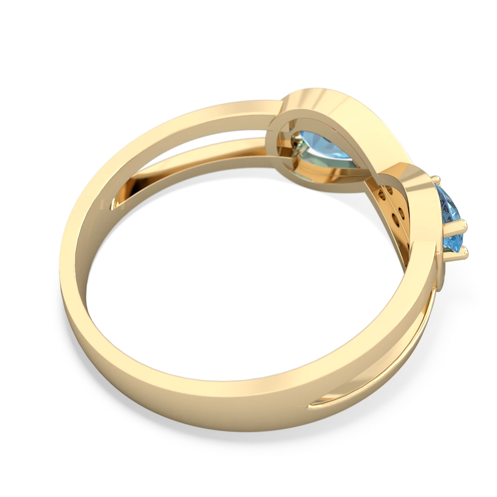 Blue Topaz Diamond Infinity 14K Yellow Gold ring R5390