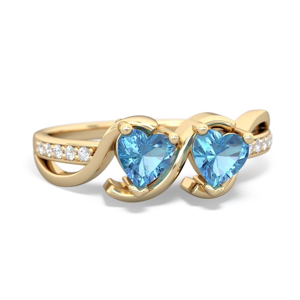 Blue Topaz Side By Side 14K Yellow Gold ring R3090