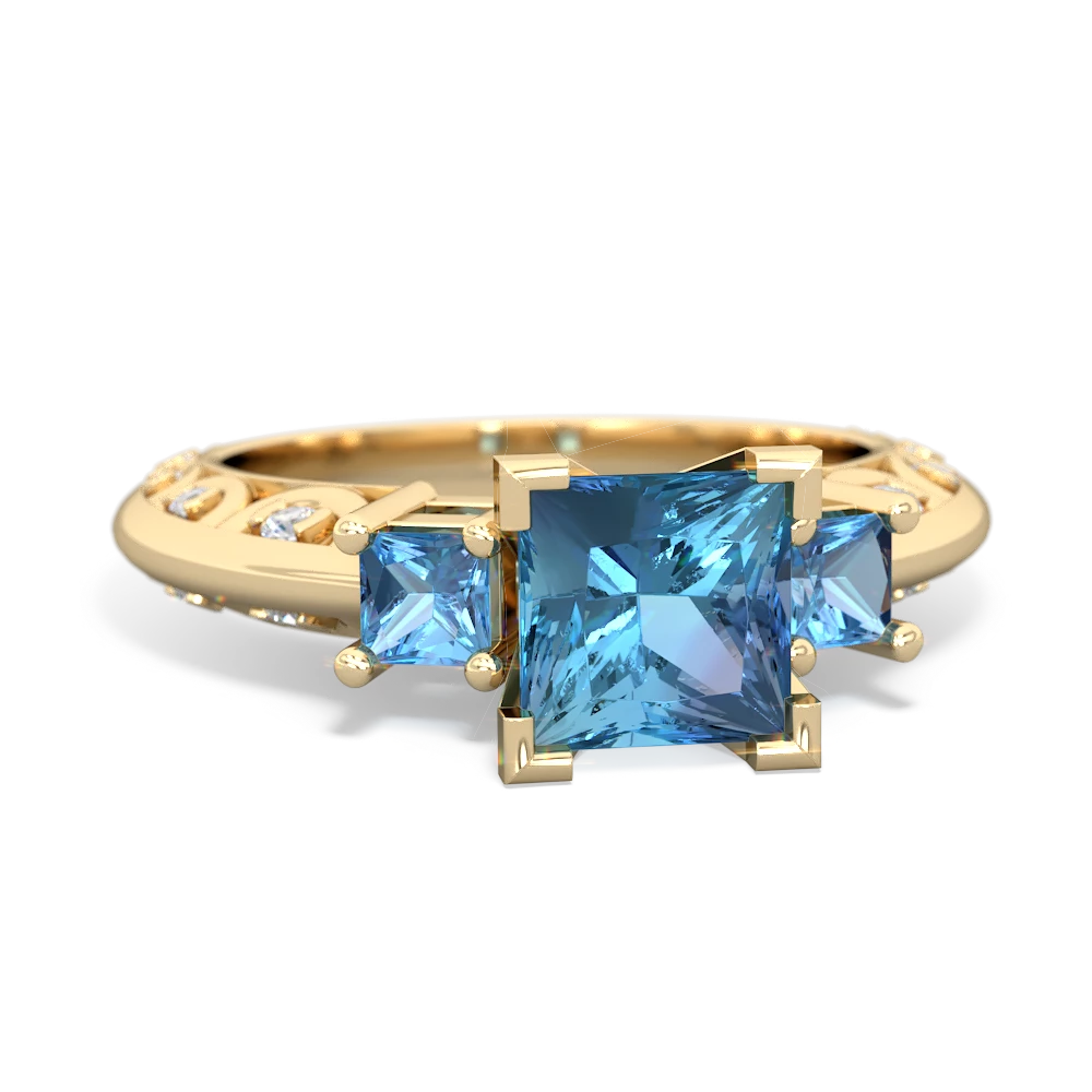 Blue Topaz Eternal Embrace Engagement 14K Yellow Gold ring C2001