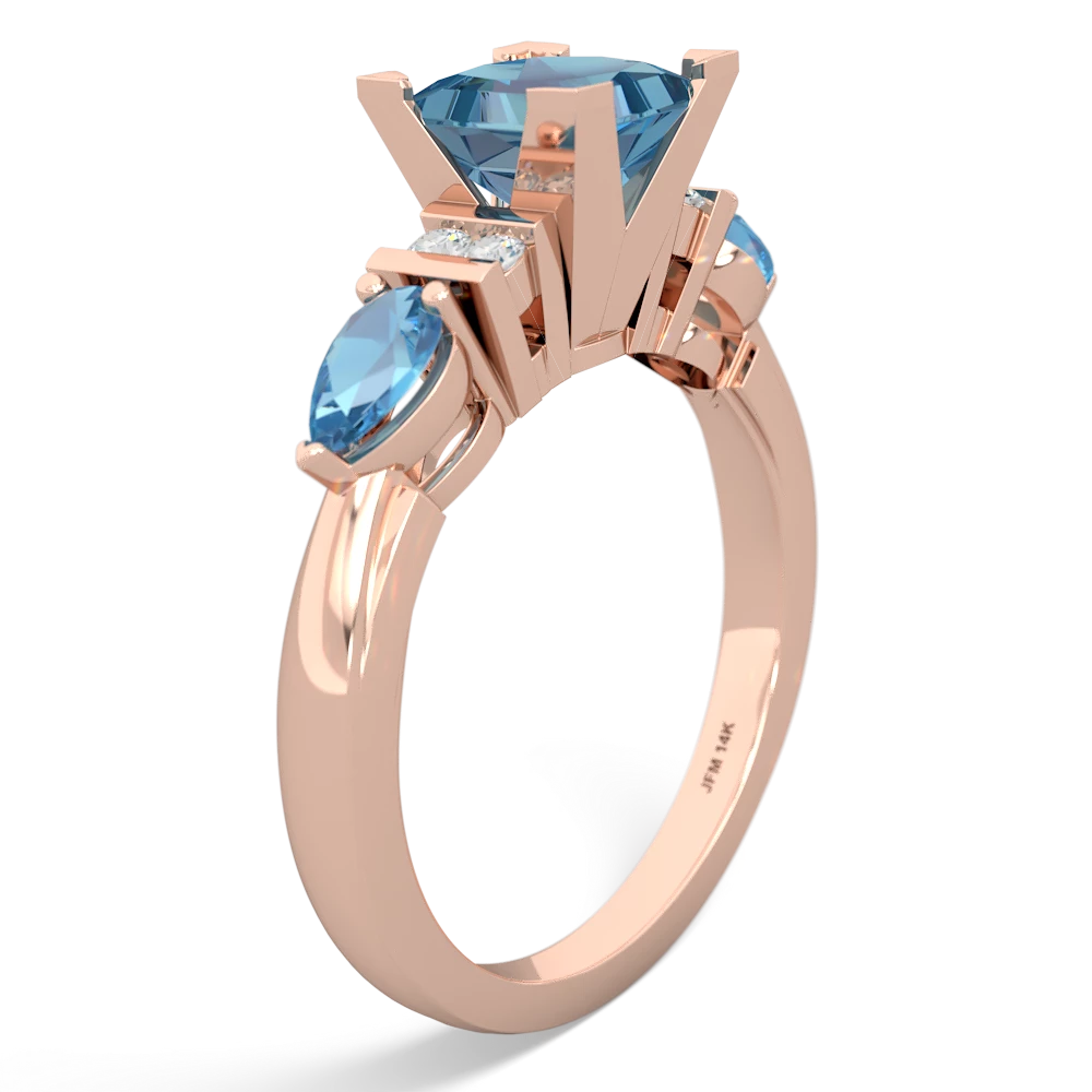 Lab Sapphire 6Mm Princess Eternal Embrace Engagement 14K Rose Gold ring C2002