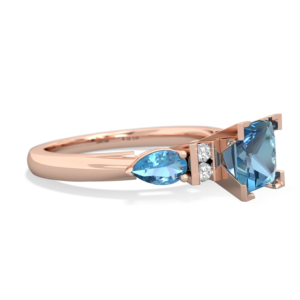 Lab Sapphire 6Mm Princess Eternal Embrace Engagement 14K Rose Gold ring C2002