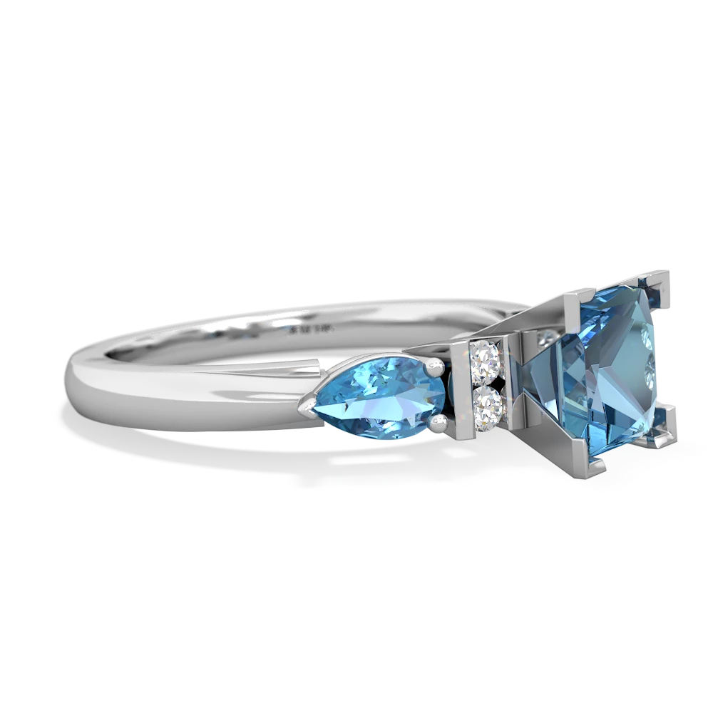 Lab Ruby 6Mm Princess Eternal Embrace Engagement 14K White Gold ring C2002
