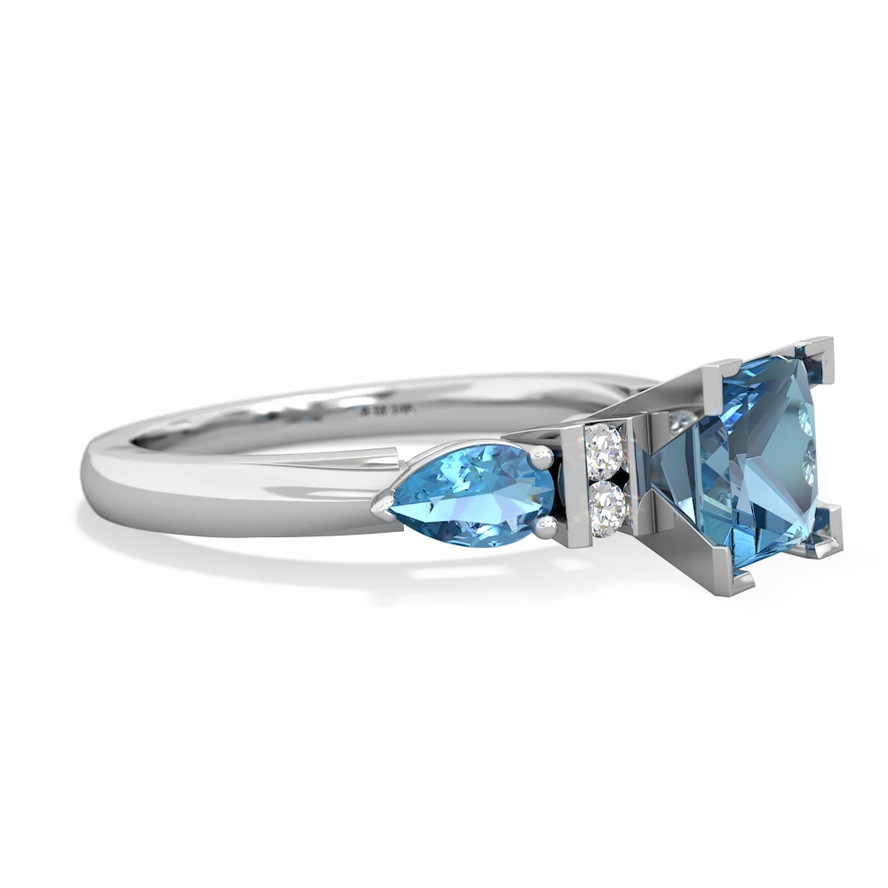 Aquamarine 6Mm Princess Eternal Embrace Engagement 14K White Gold ring C2002